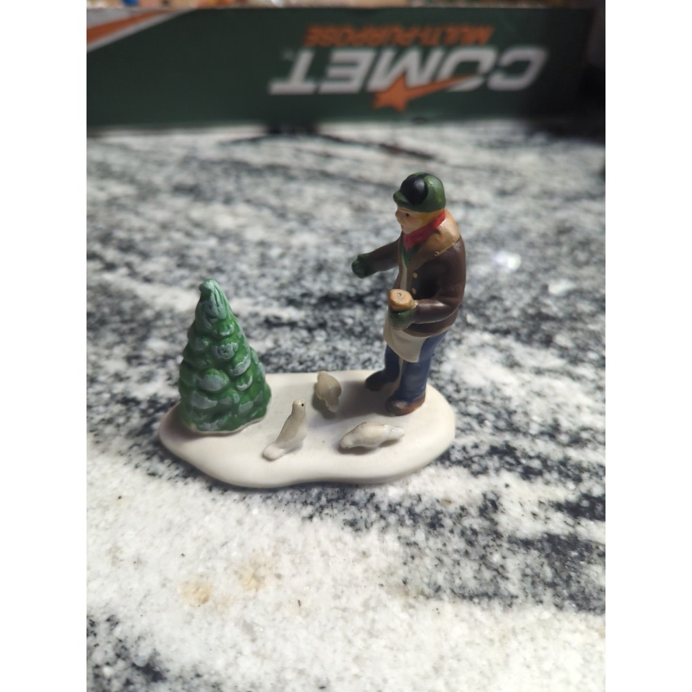 Vintage Lemax 1998 Man Feeding the Pigeons Christmas Village Figurine